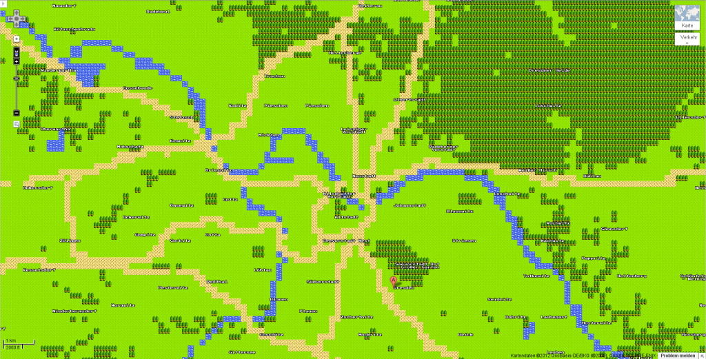 Dresden in Google Maps, Dragon-Quest-Ansicht